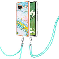 Silicone Candy Rubber Gel Fashionable Pattern Soft Case Cover with Lanyard Strap Y05B for Google Pixel 7a 5G Colorful
