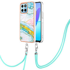 Silicone Candy Rubber Gel Fashionable Pattern Soft Case Cover with Lanyard Strap Y05B for Huawei Honor 70 Lite 5G Colorful