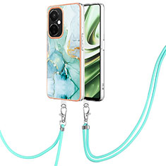 Silicone Candy Rubber Gel Fashionable Pattern Soft Case Cover with Lanyard Strap Y05B for OnePlus Nord CE 3 Lite 5G Green