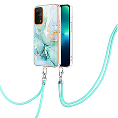 Silicone Candy Rubber Gel Fashionable Pattern Soft Case Cover with Lanyard Strap Y05B for OnePlus Nord N200 5G Green