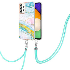 Silicone Candy Rubber Gel Fashionable Pattern Soft Case Cover with Lanyard Strap Y05B for Samsung Galaxy A52s 5G Colorful