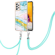 Silicone Candy Rubber Gel Fashionable Pattern Soft Case Cover with Lanyard Strap Y05B for Samsung Galaxy A72 4G Colorful