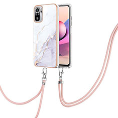 Silicone Candy Rubber Gel Fashionable Pattern Soft Case Cover with Lanyard Strap Y05B for Xiaomi Poco M5S White