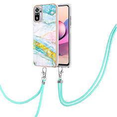 Silicone Candy Rubber Gel Fashionable Pattern Soft Case Cover with Lanyard Strap Y05B for Xiaomi Redmi Note 10 4G Colorful