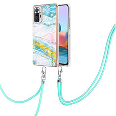 Silicone Candy Rubber Gel Fashionable Pattern Soft Case Cover with Lanyard Strap Y05B for Xiaomi Redmi Note 10 Pro 4G Colorful