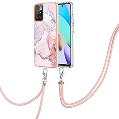 Silicone Candy Rubber Gel Fashionable Pattern Soft Case Cover with Lanyard Strap Y05B for Xiaomi Redmi Note 11 4G (2021) Pink
