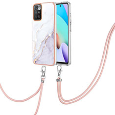 Silicone Candy Rubber Gel Fashionable Pattern Soft Case Cover with Lanyard Strap Y05B for Xiaomi Redmi Note 11 4G (2021) White