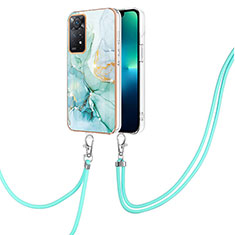 Silicone Candy Rubber Gel Fashionable Pattern Soft Case Cover with Lanyard Strap Y05B for Xiaomi Redmi Note 11S 4G Green