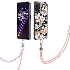 Silicone Candy Rubber Gel Fashionable Pattern Soft Case Cover with Lanyard Strap Y06B for Realme 9 Pro 5G White