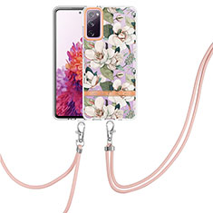 Silicone Candy Rubber Gel Fashionable Pattern Soft Case Cover with Lanyard Strap Y06B for Samsung Galaxy S20 Lite 5G White