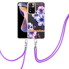 Silicone Candy Rubber Gel Fashionable Pattern Soft Case Cover with Lanyard Strap Y06B for Xiaomi Mi 11i 5G (2022) Purple
