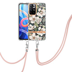 Silicone Candy Rubber Gel Fashionable Pattern Soft Case Cover with Lanyard Strap Y06B for Xiaomi Poco M4 Pro 5G White