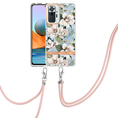 Silicone Candy Rubber Gel Fashionable Pattern Soft Case Cover with Lanyard Strap Y06B for Xiaomi Redmi Note 10 Pro 4G White