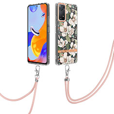 Silicone Candy Rubber Gel Fashionable Pattern Soft Case Cover with Lanyard Strap Y06B for Xiaomi Redmi Note 11 Pro 4G White