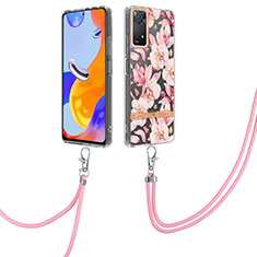 Silicone Candy Rubber Gel Fashionable Pattern Soft Case Cover with Lanyard Strap Y06B for Xiaomi Redmi Note 11 Pro 5G Pink