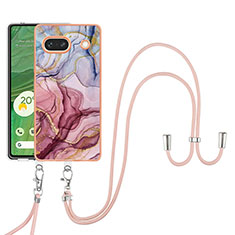 Silicone Candy Rubber Gel Fashionable Pattern Soft Case Cover with Lanyard Strap Y07B for Google Pixel 7a 5G Mixed