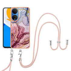 Silicone Candy Rubber Gel Fashionable Pattern Soft Case Cover with Lanyard Strap Y07B for Huawei Honor X7 Mixed