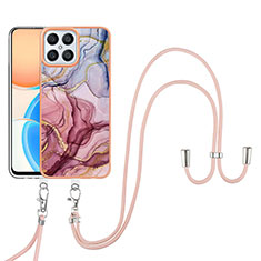 Silicone Candy Rubber Gel Fashionable Pattern Soft Case Cover with Lanyard Strap Y07B for Huawei Honor X8 4G Mixed