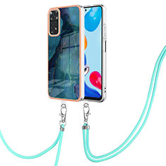Silicone Candy Rubber Gel Fashionable Pattern Soft Case Cover with Lanyard Strap YB1 for Xiaomi Redmi Note 11 4G (2022) Green