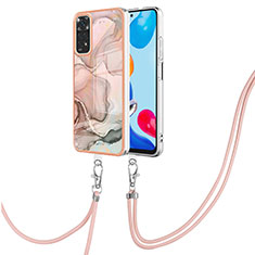 Silicone Candy Rubber Gel Fashionable Pattern Soft Case Cover with Lanyard Strap YB1 for Xiaomi Redmi Note 11 4G (2022) Pink