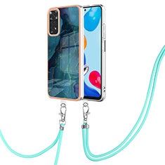 Silicone Candy Rubber Gel Fashionable Pattern Soft Case Cover with Lanyard Strap YB1 for Xiaomi Redmi Note 11S 4G Green