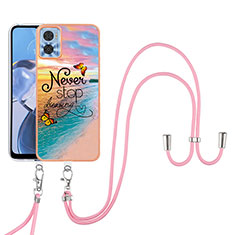 Silicone Candy Rubber Gel Fashionable Pattern Soft Case Cover with Lanyard Strap YB3 for Motorola Moto E22i Mixed