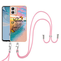 Silicone Candy Rubber Gel Fashionable Pattern Soft Case Cover with Lanyard Strap YB3 for Motorola Moto G53j 5G Mixed