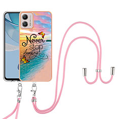 Silicone Candy Rubber Gel Fashionable Pattern Soft Case Cover with Lanyard Strap YB3 for Motorola Moto G53y 5G Mixed