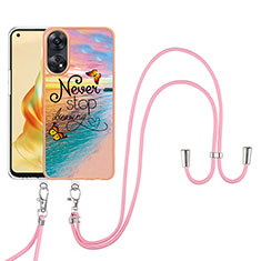 Silicone Candy Rubber Gel Fashionable Pattern Soft Case Cover with Lanyard Strap YB3 for Oppo Reno8 T 4G Mixed