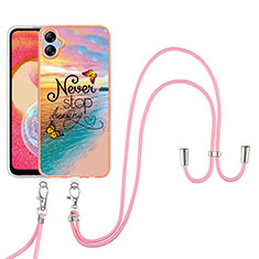 Silicone Candy Rubber Gel Fashionable Pattern Soft Case Cover with Lanyard Strap YB3 for Samsung Galaxy A04 4G Mixed