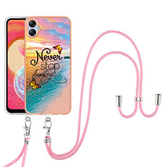 Silicone Candy Rubber Gel Fashionable Pattern Soft Case Cover with Lanyard Strap YB3 for Samsung Galaxy F04 Mixed