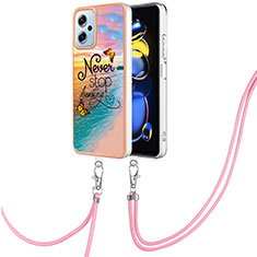 Silicone Candy Rubber Gel Fashionable Pattern Soft Case Cover with Lanyard Strap YB3 for Xiaomi Poco X4 GT 5G Mixed