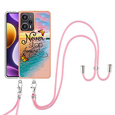 Silicone Candy Rubber Gel Fashionable Pattern Soft Case Cover with Lanyard Strap YB3 for Xiaomi Redmi Note 12 Turbo 5G Mixed