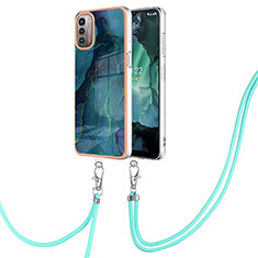 Silicone Candy Rubber Gel Fashionable Pattern Soft Case Cover with Lanyard Strap YB7 for Nokia G21 Green