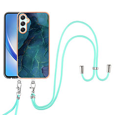 Silicone Candy Rubber Gel Fashionable Pattern Soft Case Cover with Lanyard Strap YB7 for Samsung Galaxy A24 4G Green