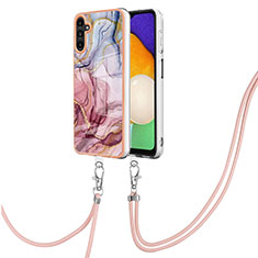 Silicone Candy Rubber Gel Fashionable Pattern Soft Case Cover with Lanyard Strap YB7 for Samsung Galaxy A34 5G Mixed