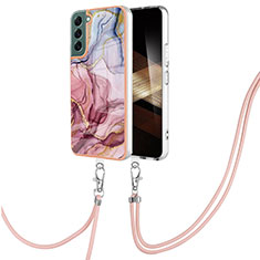 Silicone Candy Rubber Gel Fashionable Pattern Soft Case Cover with Lanyard Strap YB7 for Samsung Galaxy S25 Plus 5G Mixed