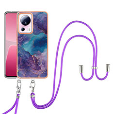 Silicone Candy Rubber Gel Fashionable Pattern Soft Case Cover with Lanyard Strap YB7 for Xiaomi Civi 2 5G Purple