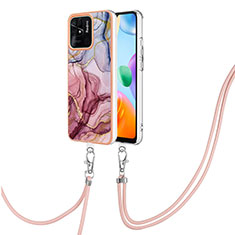 Silicone Candy Rubber Gel Fashionable Pattern Soft Case Cover with Lanyard Strap YB7 for Xiaomi Redmi 10 India Mixed