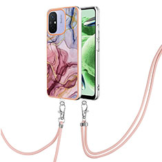 Silicone Candy Rubber Gel Fashionable Pattern Soft Case Cover with Lanyard Strap YB7 for Xiaomi Redmi 11A 4G Mixed