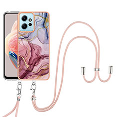 Silicone Candy Rubber Gel Fashionable Pattern Soft Case Cover with Lanyard Strap YB7 for Xiaomi Redmi Note 12 4G Mixed