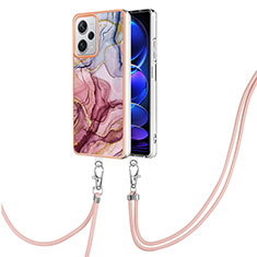 Silicone Candy Rubber Gel Fashionable Pattern Soft Case Cover with Lanyard Strap YB7 for Xiaomi Redmi Note 12 Explorer Mixed