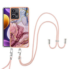 Silicone Candy Rubber Gel Fashionable Pattern Soft Case Cover with Lanyard Strap YB7 for Xiaomi Redmi Note 12 Turbo 5G Mixed