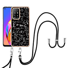 Silicone Candy Rubber Gel Fashionable Pattern Soft Case Cover with Lanyard Strap YB8 for Oppo A94 5G Mixed