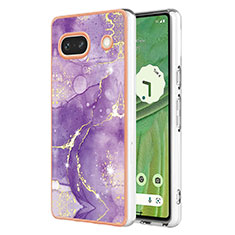Silicone Candy Rubber Gel Fashionable Pattern Soft Case Cover Y01B for Google Pixel 7a 5G Purple