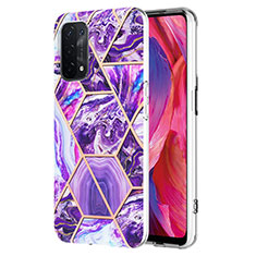 Silicone Candy Rubber Gel Fashionable Pattern Soft Case Cover Y01B for Oppo A54 5G Purple