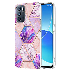 Silicone Candy Rubber Gel Fashionable Pattern Soft Case Cover Y01B for Oppo Reno6 5G Clove Purple