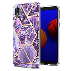 Silicone Candy Rubber Gel Fashionable Pattern Soft Case Cover Y01B for Samsung Galaxy A01 Core Purple