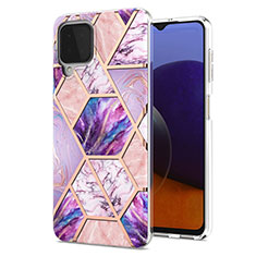 Silicone Candy Rubber Gel Fashionable Pattern Soft Case Cover Y01B for Samsung Galaxy A22 4G Clove Purple