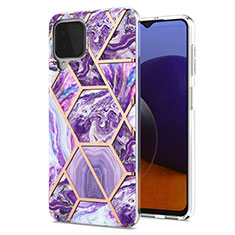 Silicone Candy Rubber Gel Fashionable Pattern Soft Case Cover Y01B for Samsung Galaxy A22 4G Purple